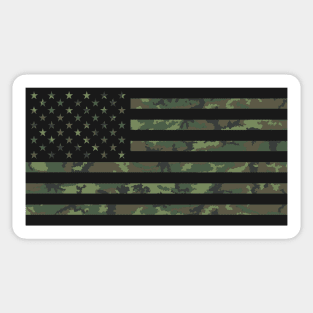 US Flag - Woodland Black Sticker